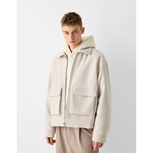 Bershka Blouson Melange De Laine Homme S Sable