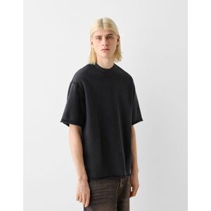 Bershka T-Shirt Manches Courtes Molleton Effet Délavé Homme Xs Noir - Publicité