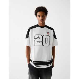 Bershka T-Shirt Nfl Manches Courtes Oversize Imprimé Homme S Blanc - Publicité