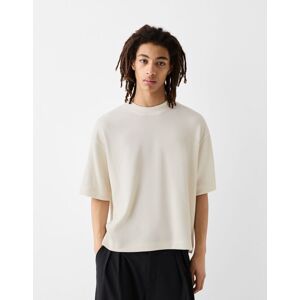 Bershka T-Shirt À Manches Courtes Texturé Homme Xs Blanc Cassé - Publicité