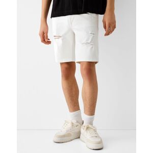 Bershka Bermuda En Jean Dechire Homme 40 Blanc