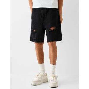 Bershka Bermuda En Jean Dechire Homme 46 Noir