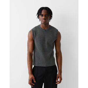 Bershka Gilet Effet Delave Homme L Gris Fonce