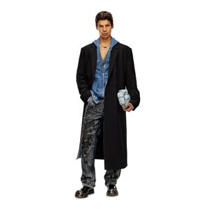 Diesel - Manteau long en laine fraiche avec détails en denim - Vestes - Homme - Noir 46 - Publicité