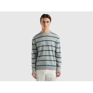 United Colors of Benetton Benetton, Pull Rayé 100 % Coton, taille S, Gris Clair, Homme - Publicité