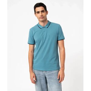 Polo a manches courtes et finitions contrastantes homme - L - turquoise - GEMO turquoise