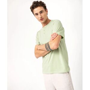 Tee-shirt manches courtes col tunisien homme - M - vert clair - GEMO vert clair - Publicité