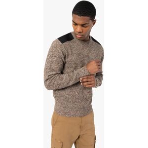 Pull homme en maille fantaisie avec patchs aux epaules - S - marron - GEMO marron