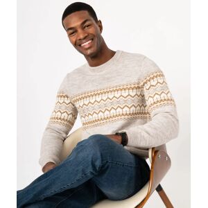 Pull en maille jacquard laine et alpaga homme - GEMO ecru