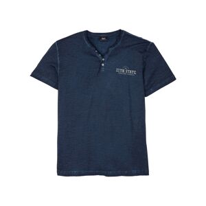 bonprix T-shirt col Henley, manches courtes et aspect délavé bleu 44/46 (S) - Publicité