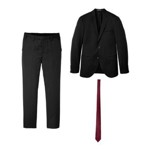bonprix Costume 3 pièces : veste de costume, pantalon, cravate Slim Fit noir 58/48/46/52/54/64/62/60/56/50 - Publicité