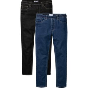 bonprix Lot de 2 jeans thermo Regular Fit a taille extensible, Straight bleu 50