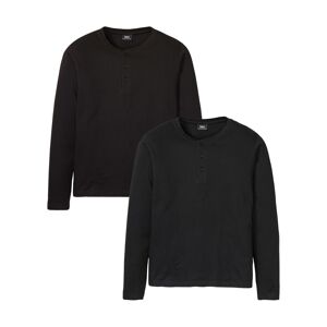 bonprix Lot de 2 T-shirts col Henley manches longues noir 52/54 (L)/56/58 (XL)/48/50 (M)/44/46 (S)/68/70 (4XL)/60/62 (XXL)/64/66 (3XL)