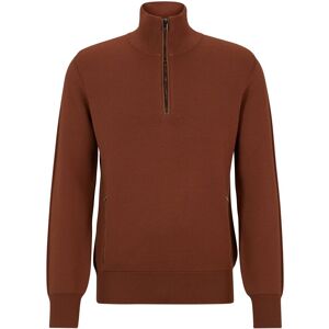 Boss Pull en laine vierge avec encolure zippée et passepoils Marron M,L,S,XL,XXL,XXXL - Publicité