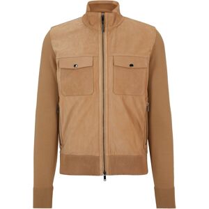 Boss Veste en cuir nappa Regular Fit avec finitions en laine Beige M,L,S,XXL,XXXL - Publicité