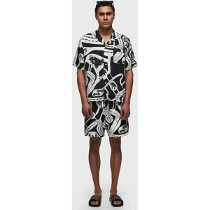 Rhude STRADA SILK SHIRT men Shortsleeves black white en taille:L - Publicité