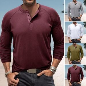 Veste élégante pour hommes, fermeture à boutons, manches longues, Design respirant, T-Shirt Henley, polyvalent, haut de couleur unie - Publicité