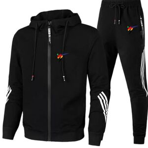 WTF World Taekwondo Federation Imprimer Costume De Sport Décontracté Sweat À Capuche Et Pantalon Pour Hommes Deux Pièces Sweat-Shirt À Fermeture Éclair Pantalon De Survêtement Costume - Publicité