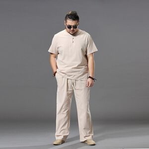 Vêtements pour hommes grande taille survêtement mari costume d été T-shirt en lin mode homme ensemble Style chinois Plus deux pièces - Publicité