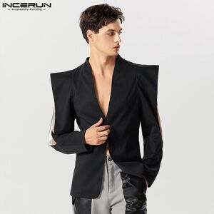 Noir Hommes Printemps Manches Longues Blazer Manteaux