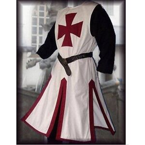 SCIONE Costume de Cosplay médiéval pour hommes, grande taille S ~ 4XL, avec ceinture, Robes templier chevalier croisé, manteau à manches longues, reconstitution - Publicité