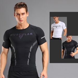 Collants de SPORT de plein air à manches courtes, séchage rapide, T-Shirt de Compression pour hommes, hauts d entraînement hautement extensibles et respirants - Publicité