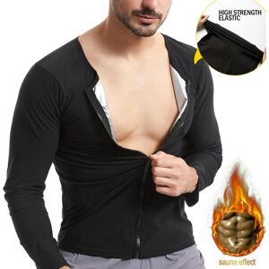 Costume de Sauna pour hommes, veste de sudation, fermeture éclair manches longues, chemise d entraînement, piégeage de la chaleur, amincissant, débardeur de Sport, sweat-shirt d entraînement de taille, modelant le corps - Publicité