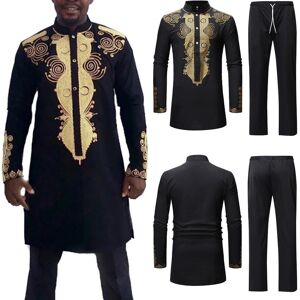 Costume de chemise Dashiki à manches longues imprimé de luxe pour hommes automne hiver - Publicité