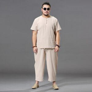 Vêtements pour hommes grande taille survêtement mari costume d été lin T-shirt mode homme ensemble Style chinois grande taille - Publicité