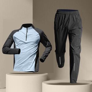 Costume de sport décontracté pour hommes, grande taille, séchage rapide, course à pied, Fitness, demi-fermeture éclair, pantalon à manches longues, printemps - Publicité