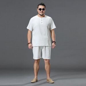 Costume d été en coton grande taille, vêtements de survêtement, ensemble pour mari en coton, vêtements pour hommes, grande taille, T-shirt court en lin - Publicité