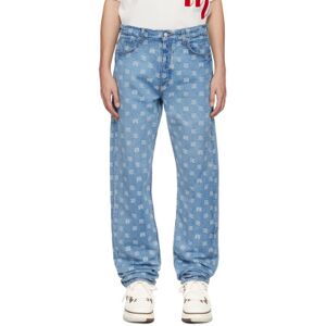 AMIRI Jean droit bleu à motif cachemire et à logo - WAIST US 31 - Publicité