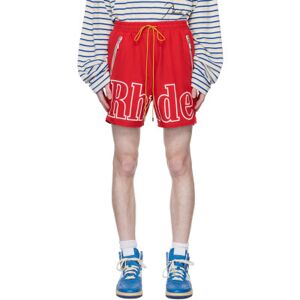 Rhude Short rouge à logo imprimé - XS - Publicité