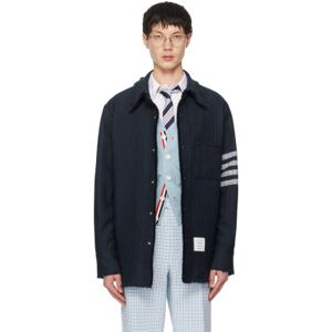 Thom Browne Blouson chemise bleu marine à quatre rayures - 2 - Publicité