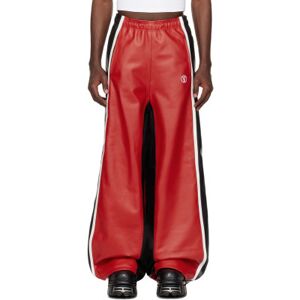 VETEMENTS Pantalon rouge et noir en cuir à passepoils - S - Publicité
