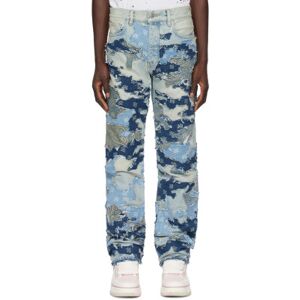 Amiri Jean indigo à patchwork camouflage - WAIST US 36 - Publicité