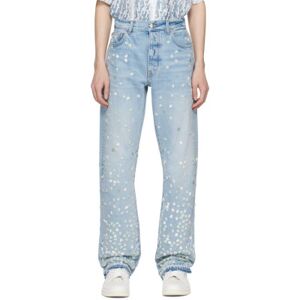 Amiri Jean bleu à appliqués floraux - WAIST US 32 - Publicité