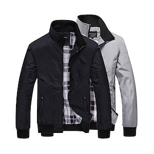 Homme Veste légère veste été Bomber Usage quotidien Vacances Extérieur Décontracté / Quotidien Zippé Poche Printemps Automne Couleur unie Confort Fermeture à glissière Col Mao Noir Marine foncé Grise Lightinthebox - Publicité