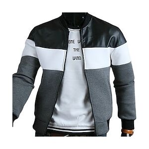 Homme Veste légère Bomber Extérieur Usage quotidien Chaud Poche Automne Hiver Plein Mode Vêtement de rue Col Mao Normal Gris foncé Gris Veste Lightinthebox