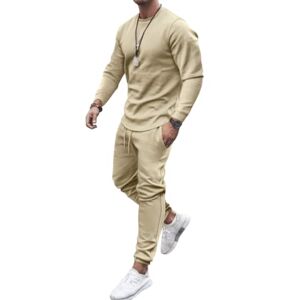 Onsoyours Survetement Ensemble Homme Automne et Hiver Manche Longue Deux Pièces pour Sports Tee Shirt et Pantalon Longue Ensemble de Jogging Casual A Kaki M - Publicité