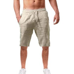 Générique Short bleu, tendance et décontracté pour homme En coton et lin Pour l'été, beige, XXL - Publicité