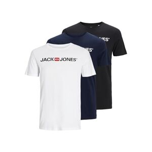 Jack & Jones Jjecorp Logo Tee SS Crew Neck 3pk MP Cou COL, Blanc/lot : 1 Blazer Noir 1 Bleu Marine, 1 Blanc, XS Homme - Publicité