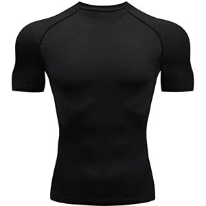 Générique T-shirt de compression à manches courtes pour homme en soie glacée Col rond Stretch Séchage rapide Design tridimensionnel Gym Gym Sport Bodybuilding M-3XL, Noir , XXXL - Publicité