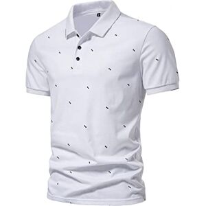 LAOSU Polo Homme Manche Courte Mode Imprimé Chemise Col Boutonné Homme Ample T-Shirt Casual Revers Travail Pullover Simple Classique Beau Hauts Confort Stretch Marque Décontracté Tops 26-blanc XL - Publicité