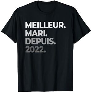 cadeau anniversaire de mariage pour couple 1 an Meilleur Mari Depuis 2022 1 an de mariage noces de coton T-Shirt - Publicité