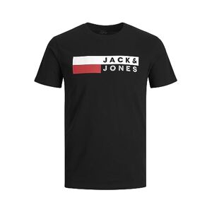 Jack & Jones Chemise Courte à col Rond à Manches Courtes pour Hommes, avec Logo, Taille Plus, t-Shirt Oversize, JJECORP, Couleurs:Noir-2, Size:4XL - Publicité