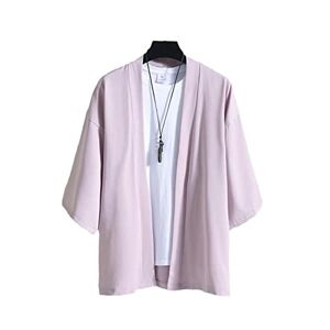 Bewellan Kimono japonais traditionnel japonais Yukata pour homme, chemise kimono rose, taille L - Publicité