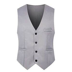 EFOFEI Homme Gilet à Coupe Étroite Avec Laçage Manteau de Style Classique Gilet Costume Formel Classique Gris XXS - Publicité