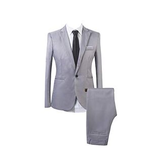 AnyuA Homme Formel Slim Fit 2 Pièces Elégant Classique d'affaire Costume Gris XL - Publicité