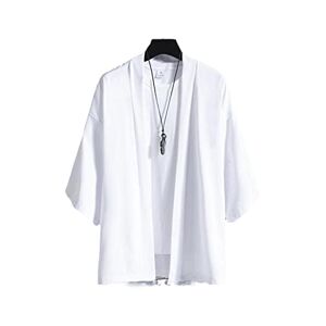 Bewellan Kimono japonais traditionnel japonais pour homme, vêtement de streetwear, chemise kimono pour homme, blanc, taille XXL - Publicité